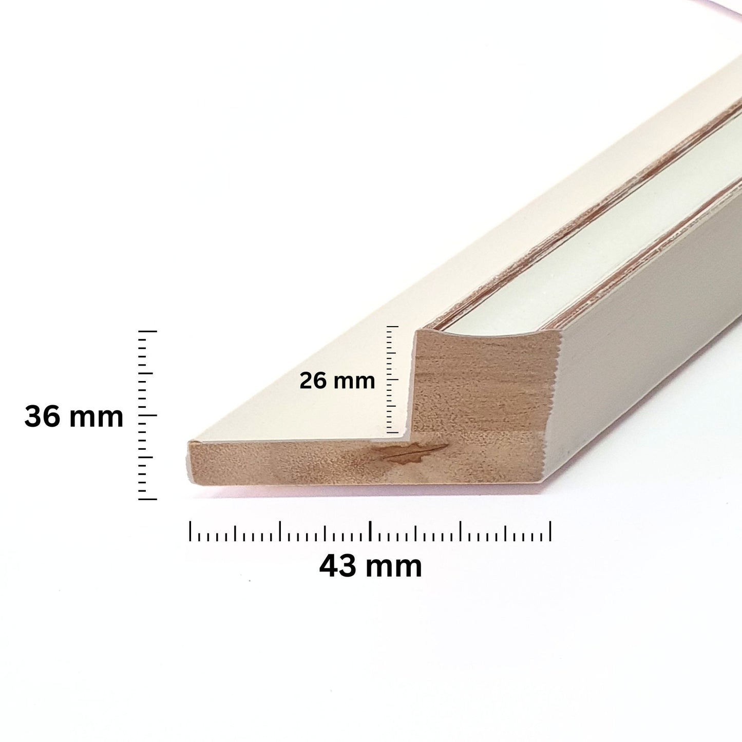 43mm Wide, 36mm Deep Canvas Frame in White with Oak Edge–Premium Wood Craftsmanship, Custom Sizes Available for Perfect Artwork Display